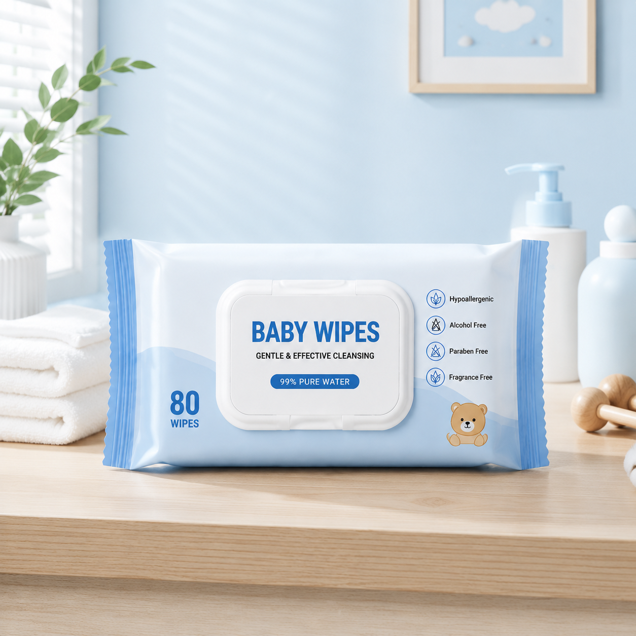 OEM Baby Wipes Manufacturer Alcohol Free Unscented Baby Wet Wipes Wholesale Ideal for Home Travel and Nursery