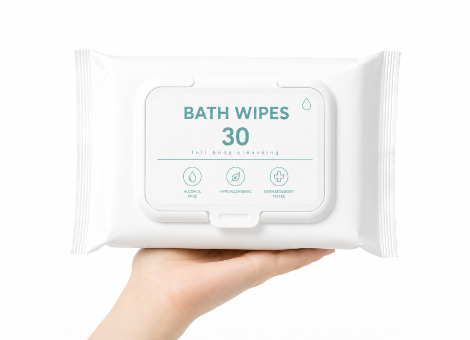 Portable Extra Thick Rinse-free Body Wipes, Custom Disposable Cleansing Wipes for Adults