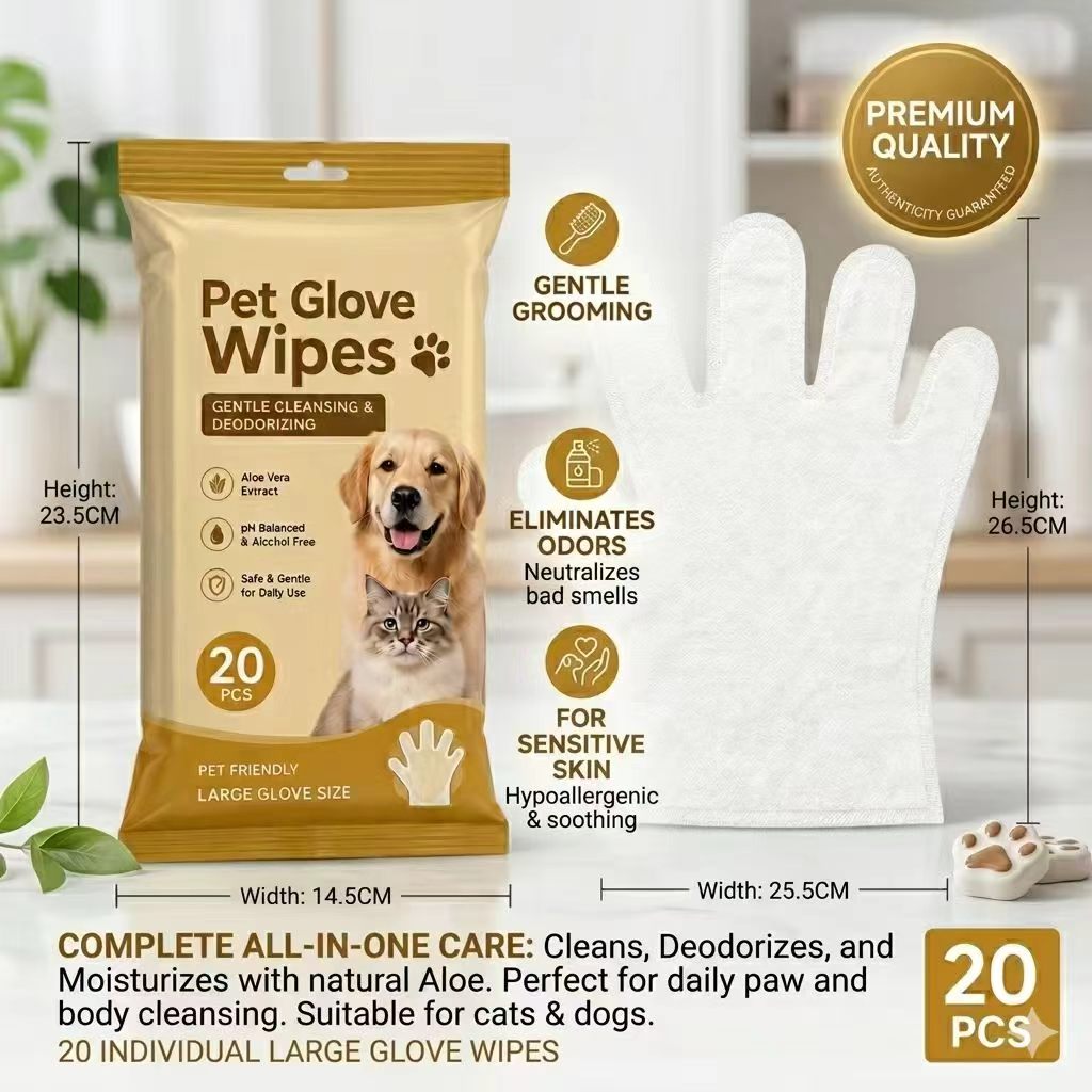 Odor Fresh Pet Glove Wipes for Busy Pet Owners