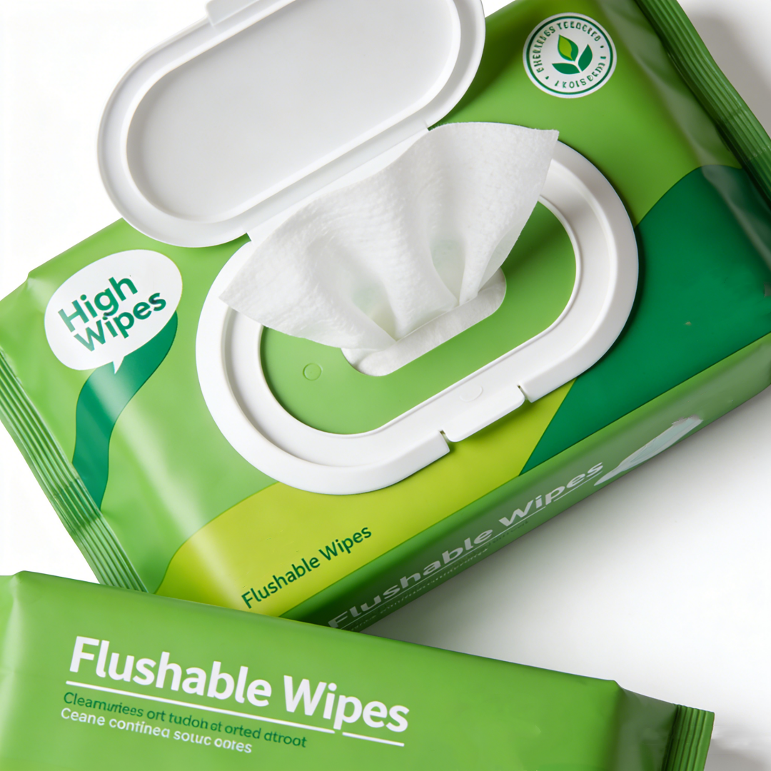 OEM customization options for flushable wet wipes showing various packaging formats and sizes