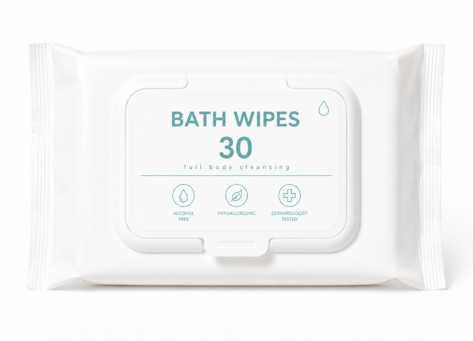 Portable Extra Thick Rinse-free Body Wipes, Custom Disposable Cleansing Wipes for Adults