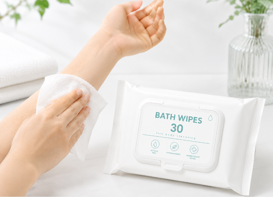 Portable Extra Thick Rinse-free Body Wipes, Custom Disposable Cleansing Wipes for Adults