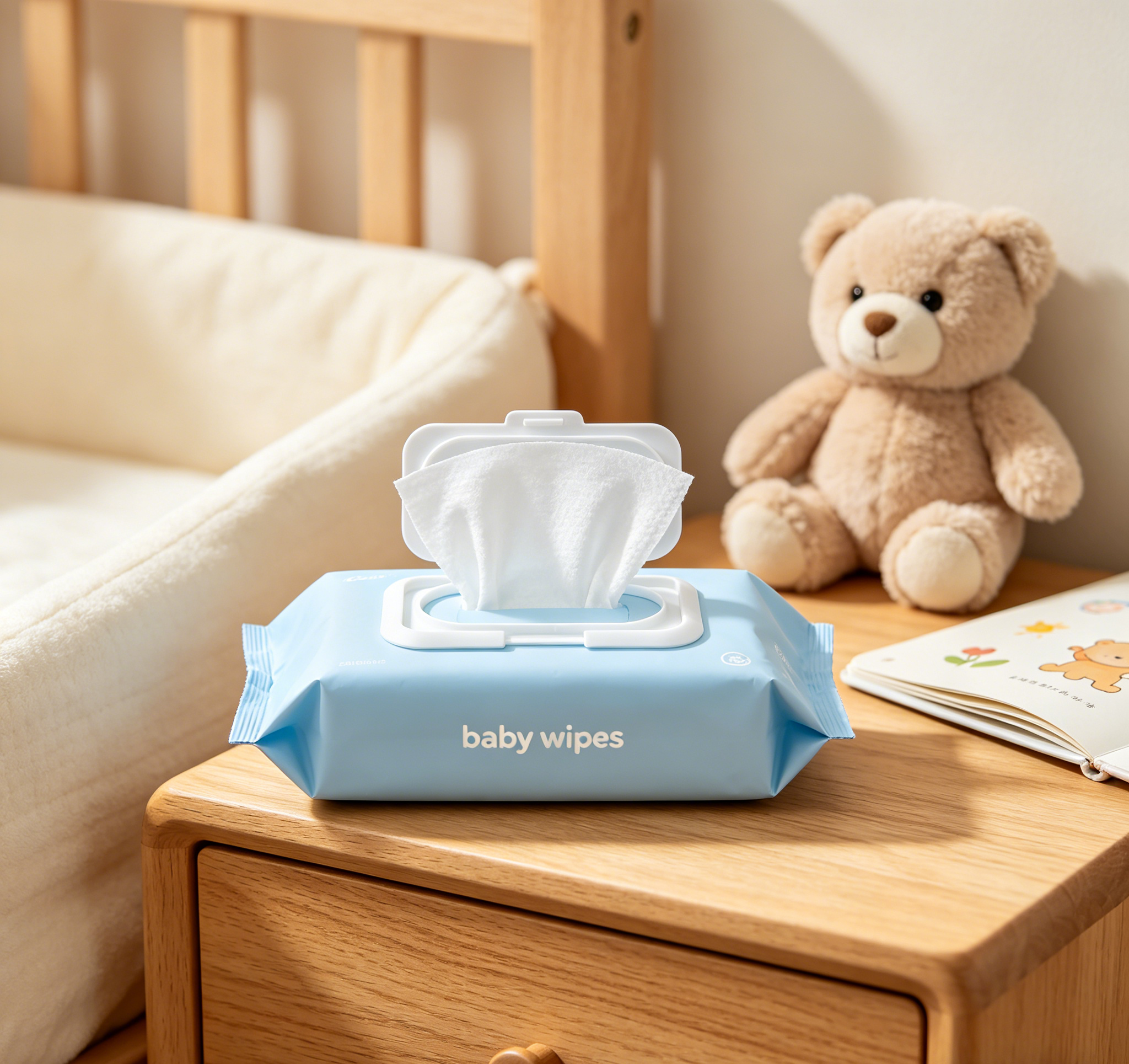 Eco-friendly compostable baby wipes packaging and plush plant-based fabric