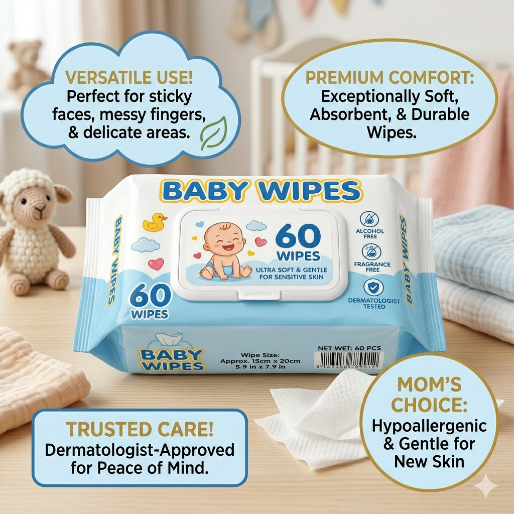 Extra Soft Baby Wipes for Daily Cleaning And Freshness