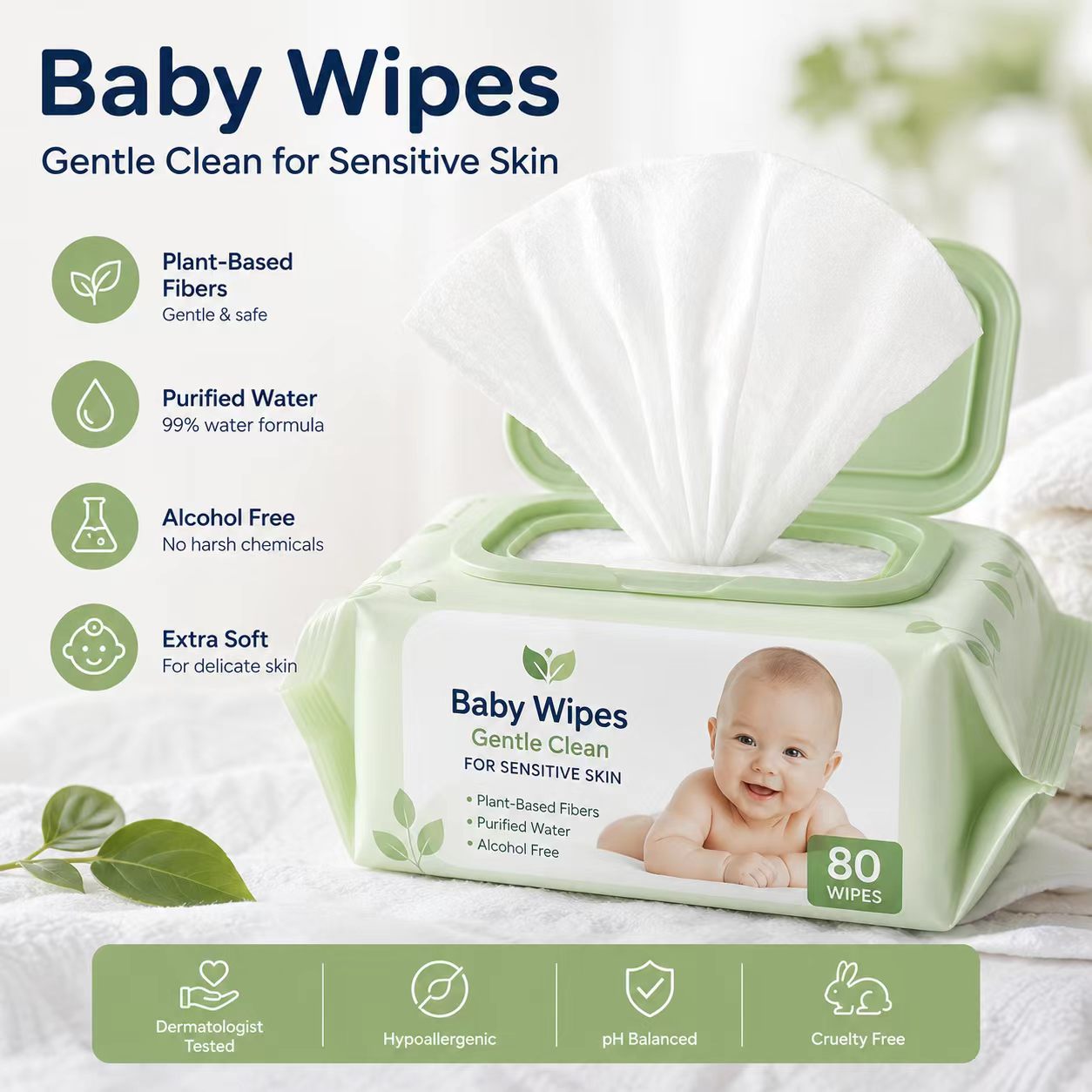 Bamboo Fiber Baby Wipes