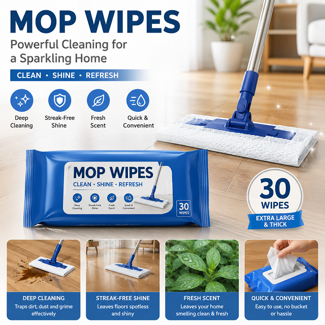Disposable Scented Non-Woven Wet Mop ClothCleaning Pads for Hardwood Vinyl Tile Floors