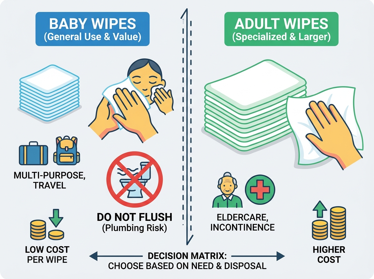 Evaluating hygiene wipe dimensions and materials