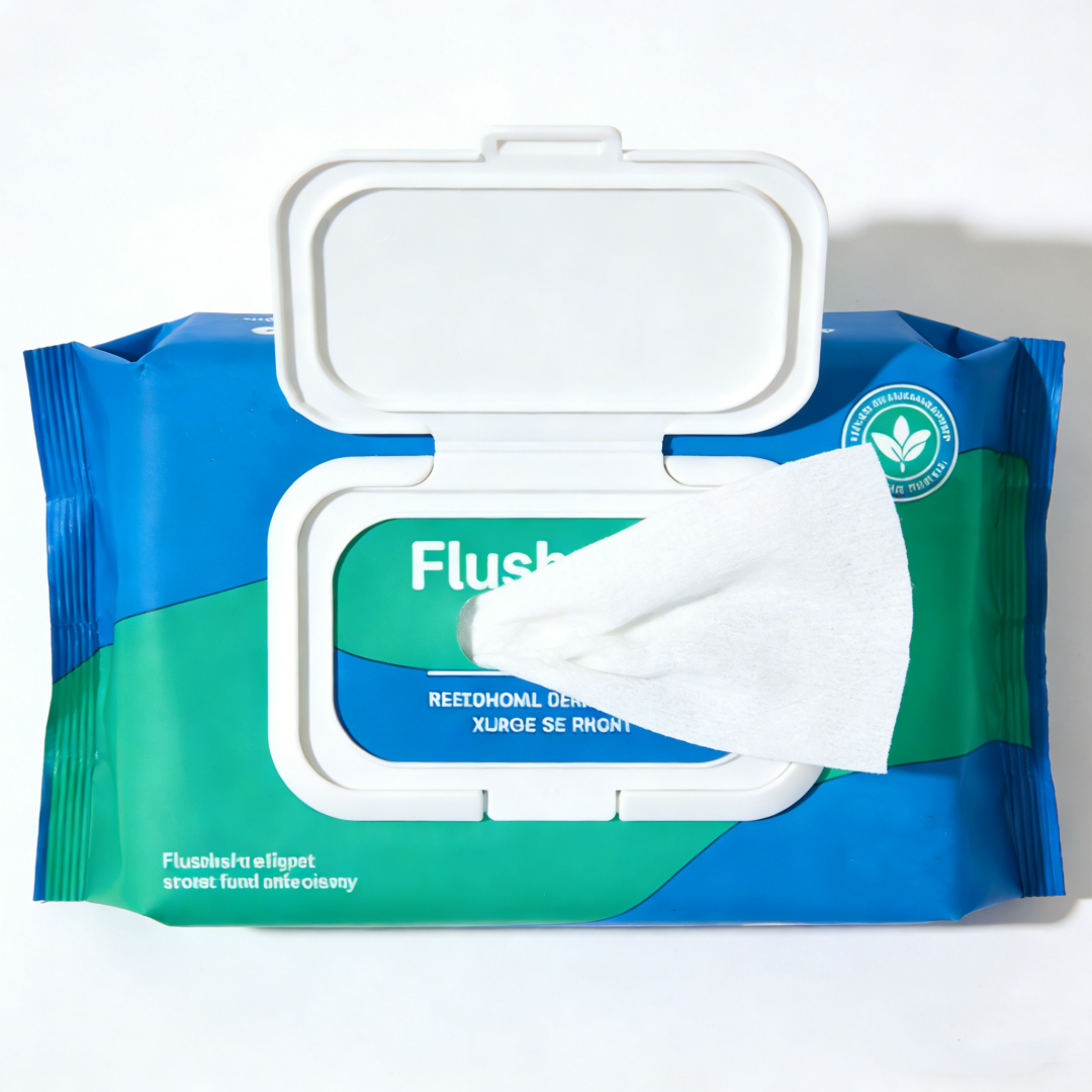 OEM Unscented Flushable Toilet Wipes featuring resealable moisture-locked packaging and plant-derived biodegradable fibers
