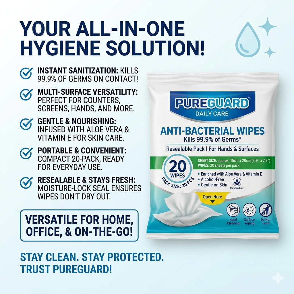 Plant-Based Unscented Mild Anti Bacterial Multi-Purpose Anti Bacterial Wipes