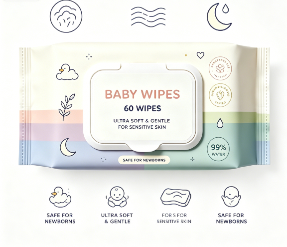 Unscented Baby Wipes, Alcohol & Fragrance Free Hypoallergenic Wet Wipes for Newborn Sensitive Skin