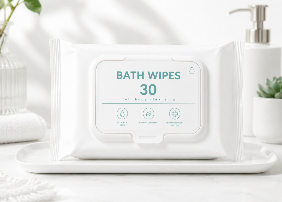 Portable Extra Thick Rinse-free Body Wipes, Custom Disposable Cleansing Wipes for Adults